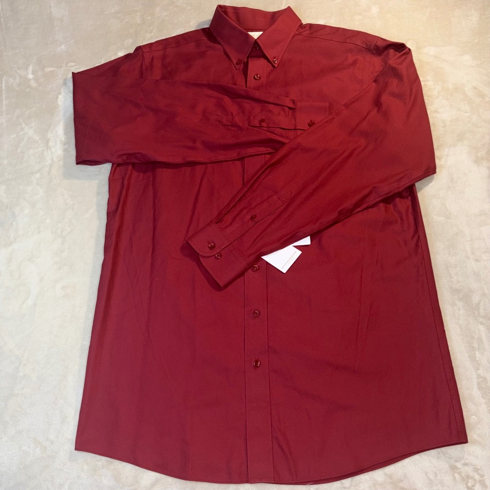 Roundtree & Yorke Gold Label Non-Iron Cotton Dress Shirt Red 16.5 36/37 Tall